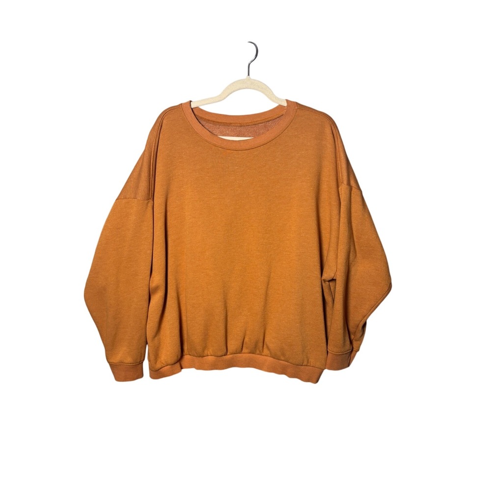 Free People Sweatshirt XS Mustard Yellow Oversized Drop Shoulder Boho Gorpcore‎